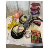 FROSTED YELLOW PITCHER & GLASSES, FROSTED PINK