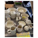 GROUP OF MCCOY PINK & BLUE STRIPE POTTERY