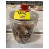 ANTIQUE GLASS TOM'S PEANUT JAR W/ NUT PACKS