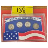 WORLD WAR II SILVER NICKEL SET...1942, 1943,