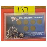 SHELL CASE PENNY COLLECTION...(2) 1944, (2) 1945,