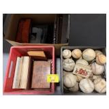 BIBLES, SOFTBALLS, SIX FLAGS WALLET, PICTURE