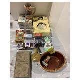 METAL MAIL HOLDER, NASCARS, BUNNYKINS DISH SET,