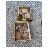2 WOODEN DRAWERS FULL OF HAND TOOLS