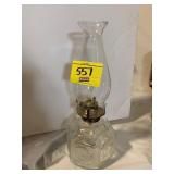 ANTIQUE GLASS CARRIAGE COACH THEMED BASE OIL LAMP