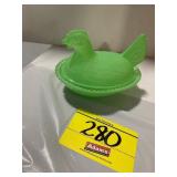 JADEITE COLOR GLASS HEN ON NEST