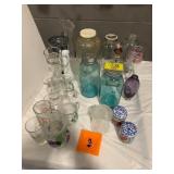 BLUE GLASS BALL JARS, CANNING JARS, STAG BEER