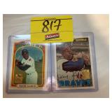 2 HANK AARON BASEBALL CARDS