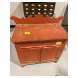 PRIMITIVE RED PAINTED WOODEN DRY SINK