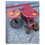 CRAFTSMAN ROLLING STOOL, GARDEN SEAT CART