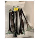 SET OF ART GLASS LONG-STEM FLOWERS & LEAVES