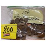 100 WHEAT PENNIES IN BAG