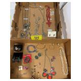2 FLATS OF COSTUME JEWELRY