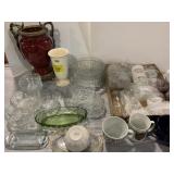 HAEGER VASE, PRESSED GLASS OF ALL KINDS, COFFEE