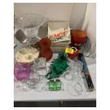 PRESSED GLASS, GREEN GLASS S&P SHAKERS, PLANTER