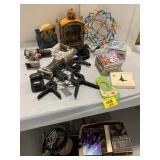 BOOKS, CANDLE LANTERN, CDS, PORTER CABLE BATTERY