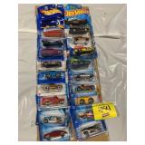 2 ROWS OF HOT WHEELS CARS ON CARDS