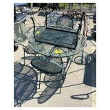 OUTDOOR TABLE, 4 CHAIRS, END TABLE