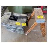 CAMO PAINTED COOLER, WOOD STEPLADDER