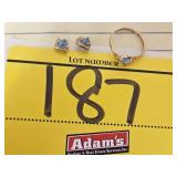 BLUE BIRTHSTONE RING: SIZE 4, STAMPED 10K WITH