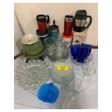 PRESSED GLASS OF ALL KINDS, BLUE GLASS BASKET,