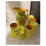 YELLOW & ORANGE CERAMIC JUICE PITCHER SET