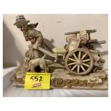 LARGE PORCELAIN ANTIQUES DEALED FIGURINE 13' LONG