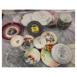 HAND PAINTED CHINA PLATES, LOTUS BOWL SET,