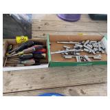 2 FLATS OF SCREWDRIVERS, SOCKETS, SOCKET WRENCHES