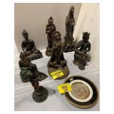 BUDDHA FIGURES, 24KT GOLD RIM PLATE