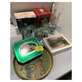 GLASS PICTURE FRAMES, EAGLE & ANGEL FIGURINES,