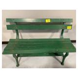 GREEN PAINTED WOOD SLAT BENCH