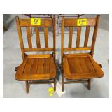 PAIR OF WOODEN FOLDING CHAIRS