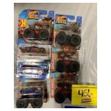 2 ROWS OF HOT WHEELS CARS ON CARDS