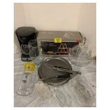 CANDY JAR, COFFEE MAKER, 2-TIER SERVER, TONGS,
