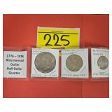 1776-1976 BICENTENNIAL DOLLAR, HALF DOLLAR, AND