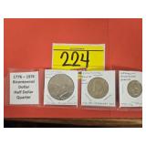 1776-1976 BICENTENNIAL DOLLAR, HALF DOLLAR, AND