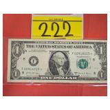 $1 FEDERAL RESERVE NOTE WITH SERIAL NUMBER
