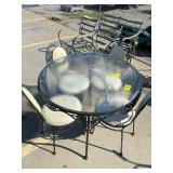 GLASS-TOP OUTDOOR TABLE & 4 CHAIRS