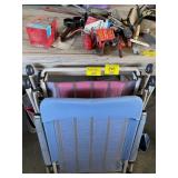 2 FOLDING CHAIRS, GROUP OF HAND TOOLS OF ALL