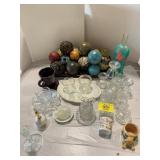 Dï¿½COR BALLS, SHERBET GLASSES, BELL, PRESSED GLASS