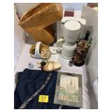 DUCK PLANTER, COFFEE MAKER, CORK WINE BOTTLE