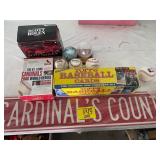 CARDINALS METAL SIGN, BASEBALL CARDS, BASEBALL