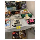 BOOKS, VIVTAR CAMERA, SOLDERING GUN, COLORING