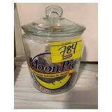 MOON PIE GLASS DISPLAY JAR & CONTENTS