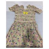 VINTAGE FLORAL SMOCKED DRESS W/ LACE TRIMMED