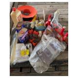 LIGHTER FLUID, STIHL OIL, WORK GLOVES, CORD REEL,