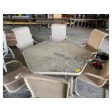 GLASS-TOP PATIO TABLE & 6 CHAIRS