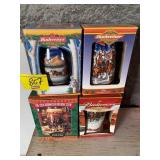 4 BOXED BUDWEISER STEINS