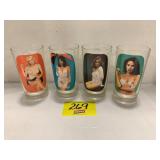 SET OF 4 VINTAGE GLASS NUDDIE GIRL TUMBLERS